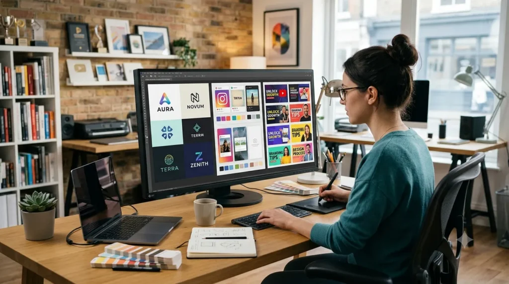 Fiverr logo and social media design services